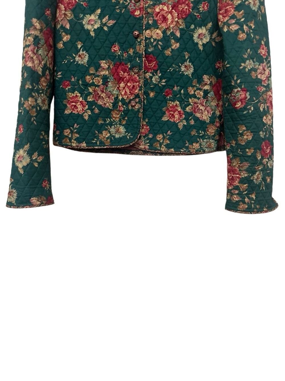Vintage Vera Bradley Greenbriar Quilted Floral Cotton Crop Jacket Size L - Picture 3 of 5